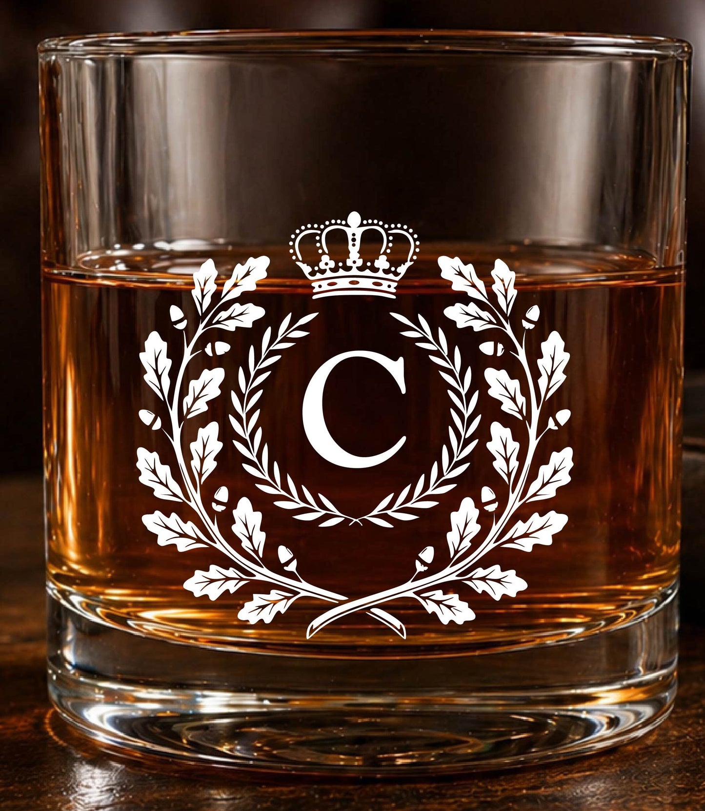 Monogram Initial “C” Glass – Made in Europe – 100% Lead-Free – Gift-Boxed – Free Shipping – Free Returns