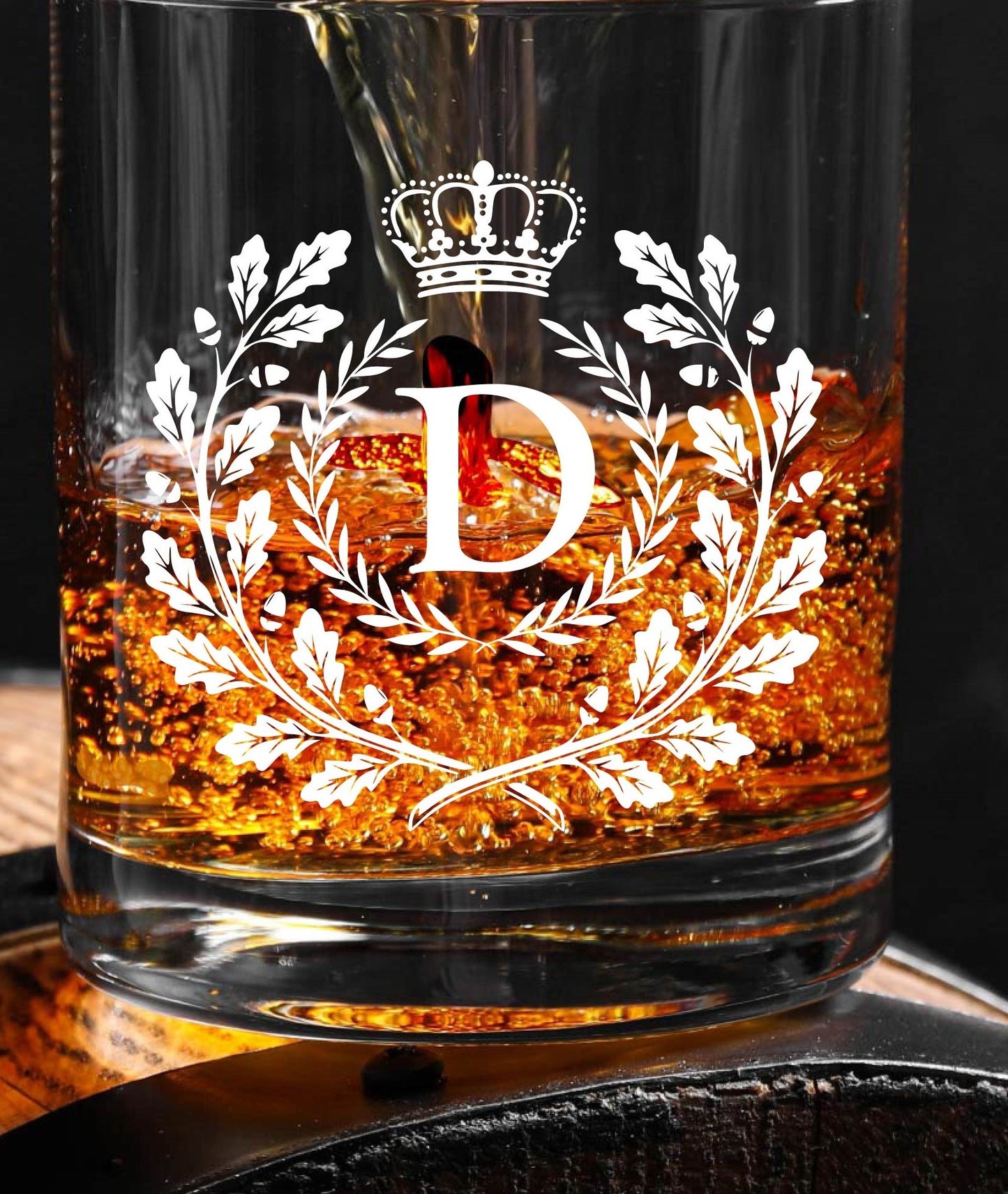 Monogram Initial “D” Glass – Made in Europe – 100% Lead-Free – Gift-Boxed – Free Shipping – Free Returns