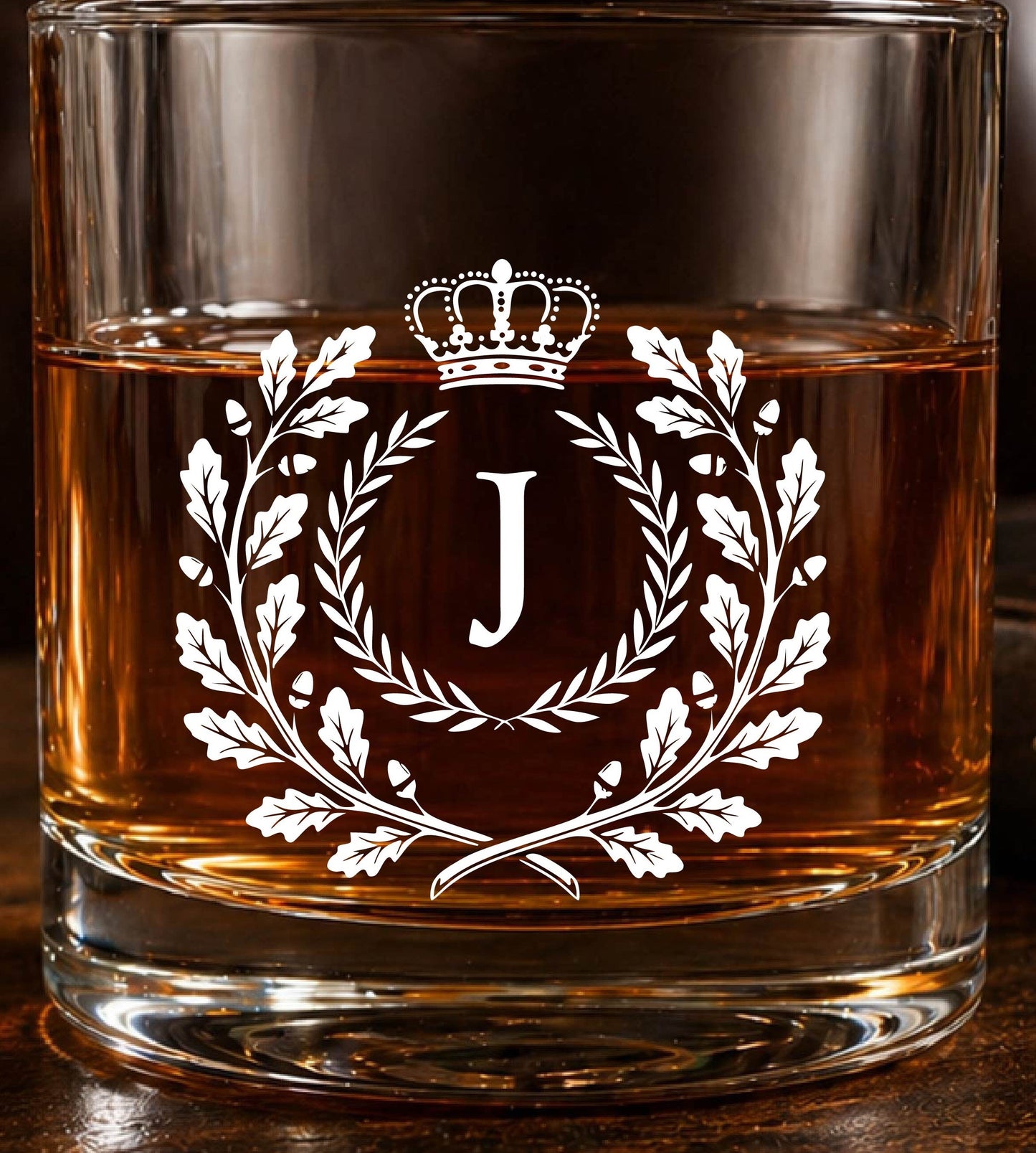 Monogram Initial “J” Glass – Made in Europe – 100% Lead-Free – Gift-Boxed – Free Shipping – Free Returns