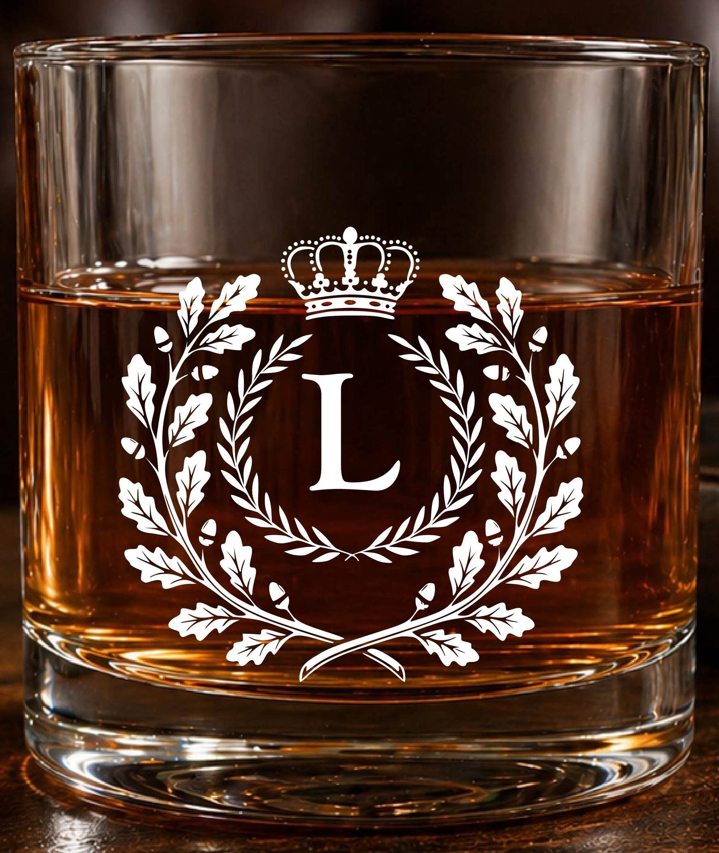 Monogram Initial “L” Glass – Made in Europe – 100% Lead-Free – Gift-Boxed – Free Shipping – Free Returns