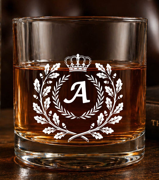 Monogram Initial “A” Glass – Made in Europe – 100% Lead-Free – Gift-Boxed – Free Shipping – Free Returns