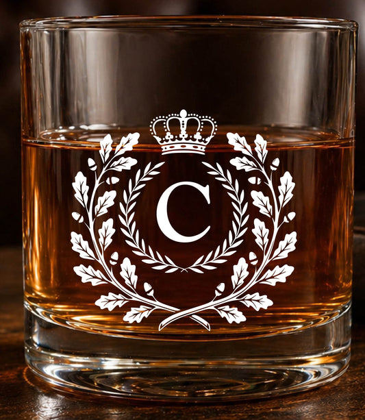 Monogram Initial “C” Glass – Made in Europe – 100% Lead-Free – Gift-Boxed – Free Shipping – Free Returns