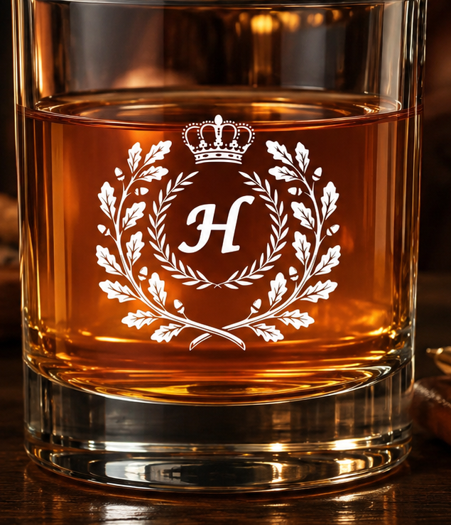 Monogram Initial “H” Glass – Made in Europe – 100% Lead-Free – Gift-Boxed – Free Shipping – Free Returns