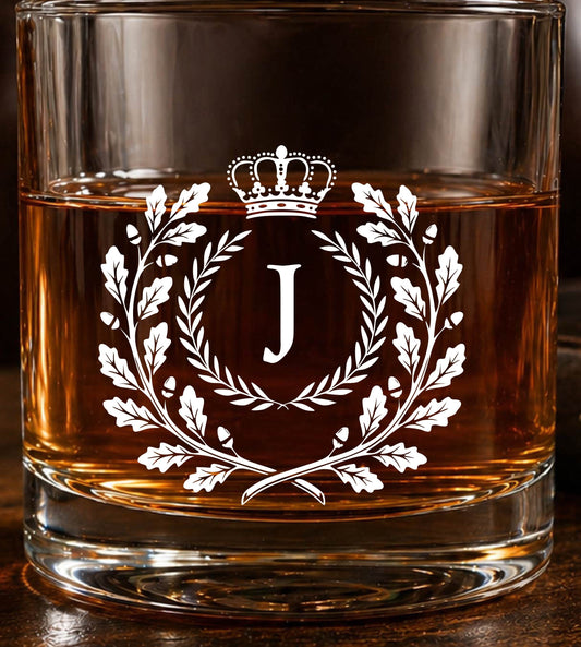 Monogram Initial “J” Glass – Made in Europe – 100% Lead-Free – Gift-Boxed – Free Shipping – Free Returns