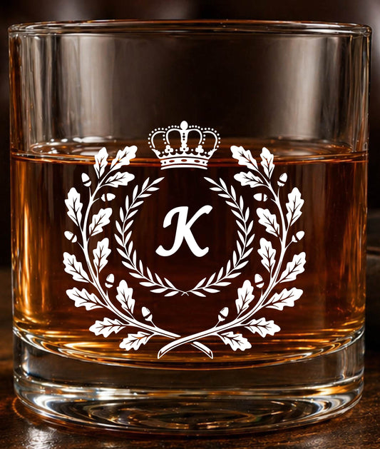 Monogram Initial “K” Glass – Made in Europe – 100% Lead-Free – Gift-Boxed – Free Shipping – Free Returns