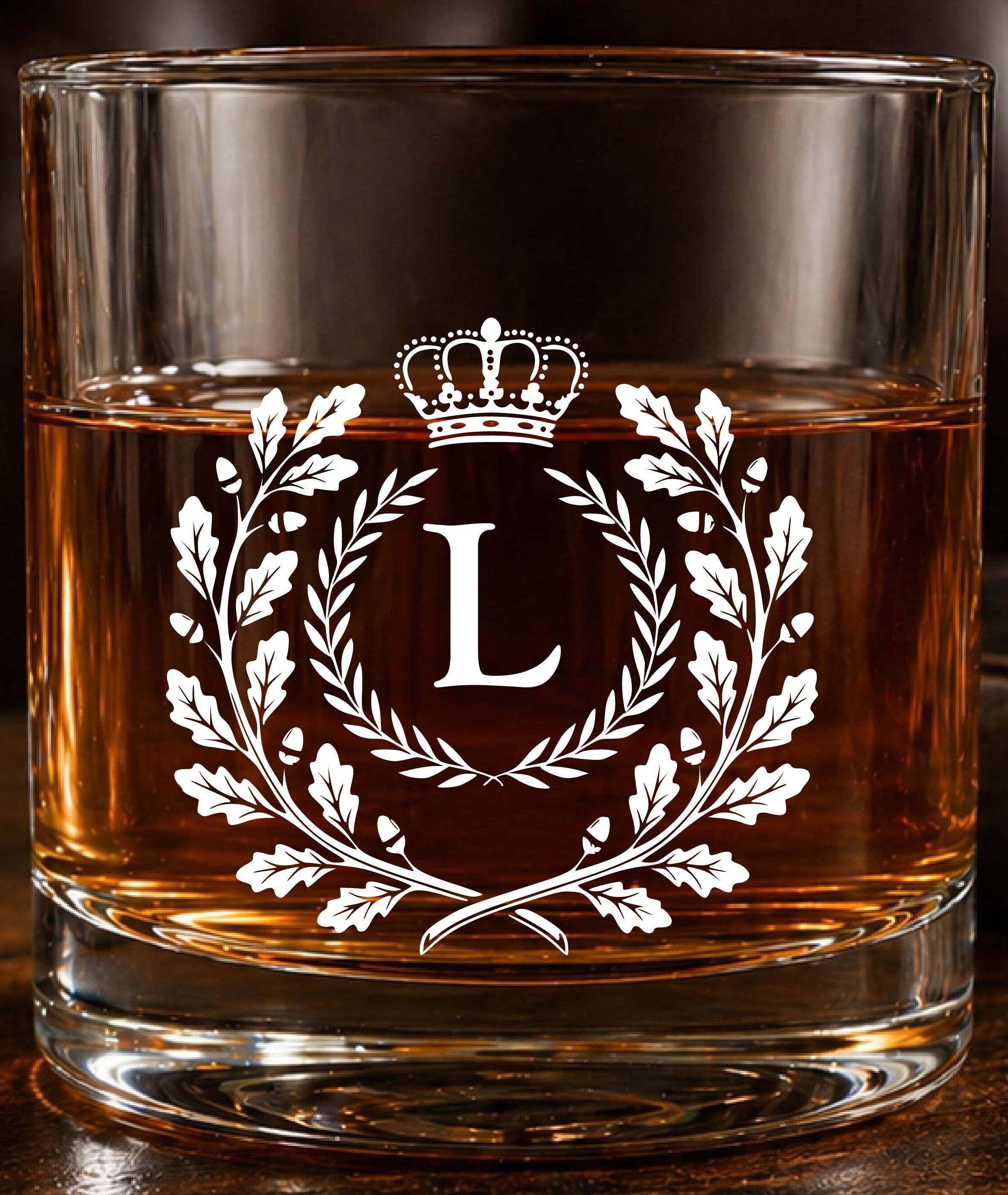 Monogram Initial “L” Glass – Made in Europe – 100% Lead-Free – Gift-Boxed – Free Shipping – Free Returns