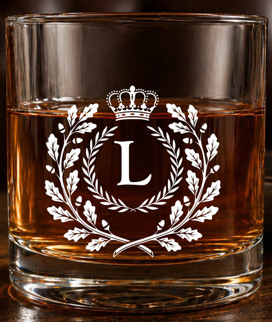 Monogram Initial “L” Glass – Made in Europe – 100% Lead-Free – Gift-Boxed – Free Shipping – Free Returns