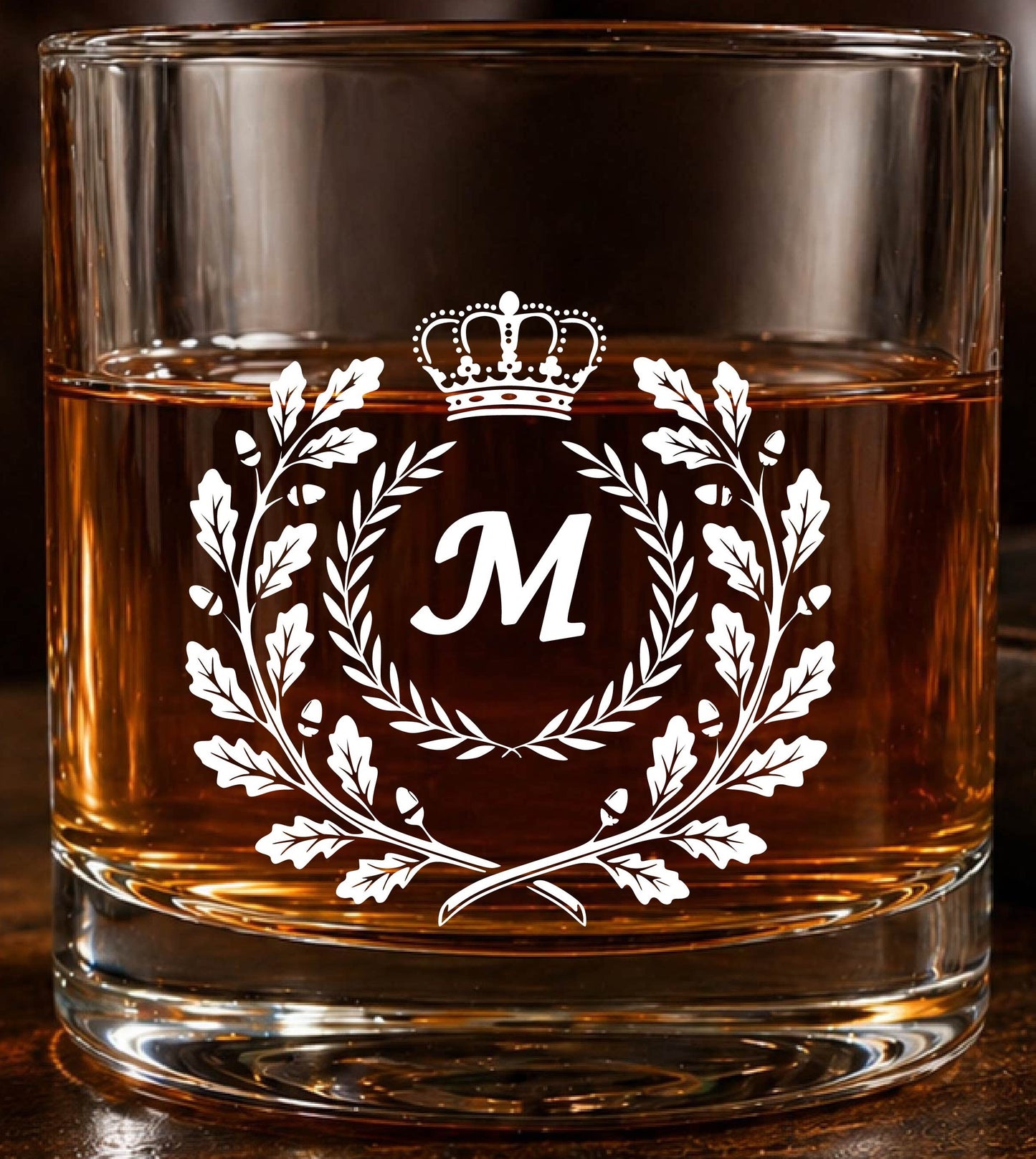 Monogram Initial “M” Glass – Made in Europe – 100% Lead-Free – Gift-Boxed – Free Shipping – Free Returns