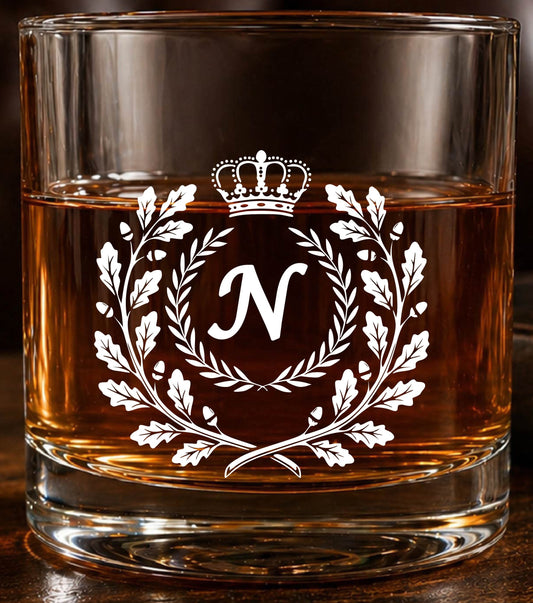 Monogram Initial “N” Glass – Made in Europe – 100% Lead-Free – Gift-Boxed – Free Shipping – Free Returns