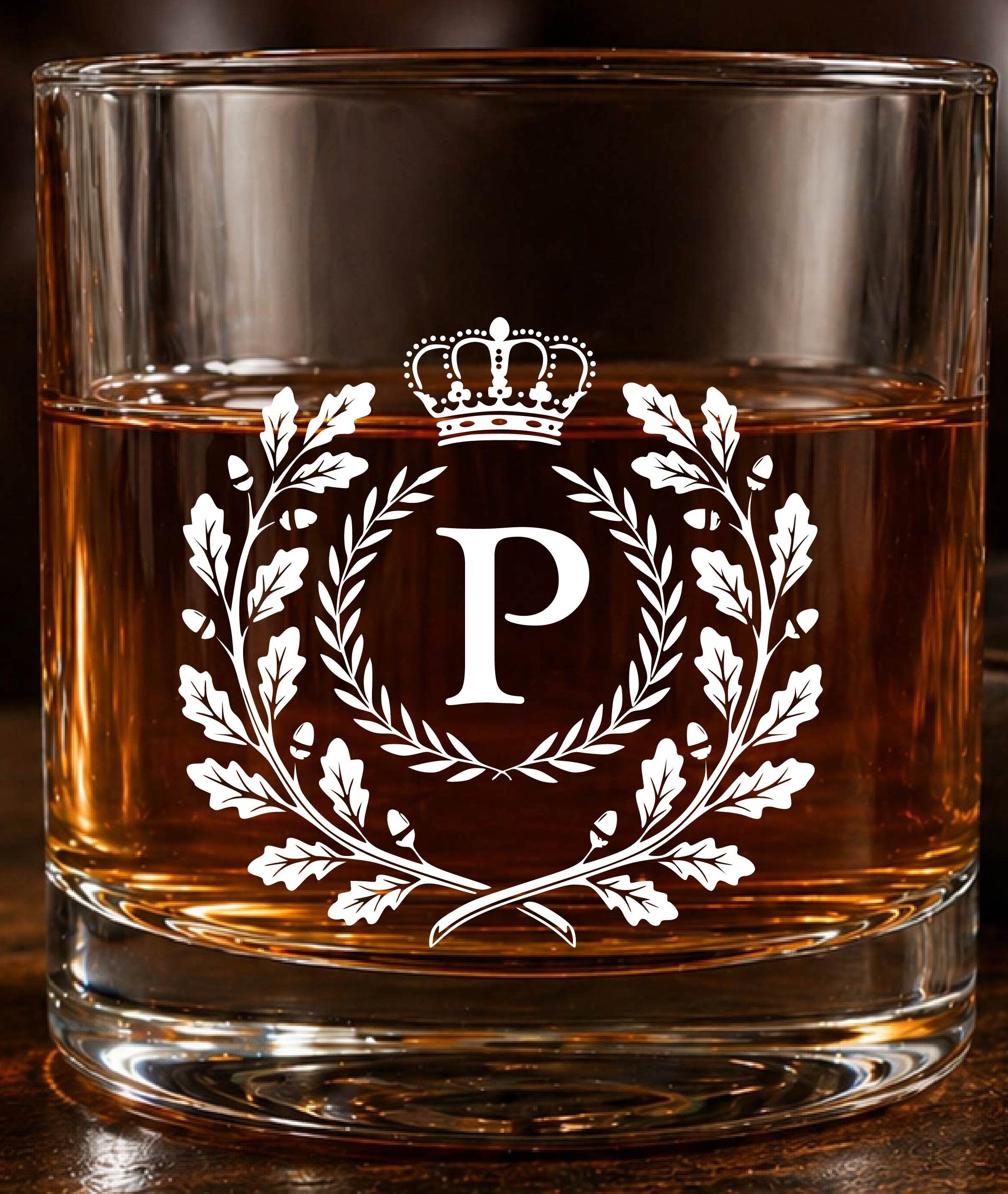 Monogram Initial “P” Glass – Made in Europe – 100% Lead-Free – Gift-Boxed – Free Shipping – Free Returns