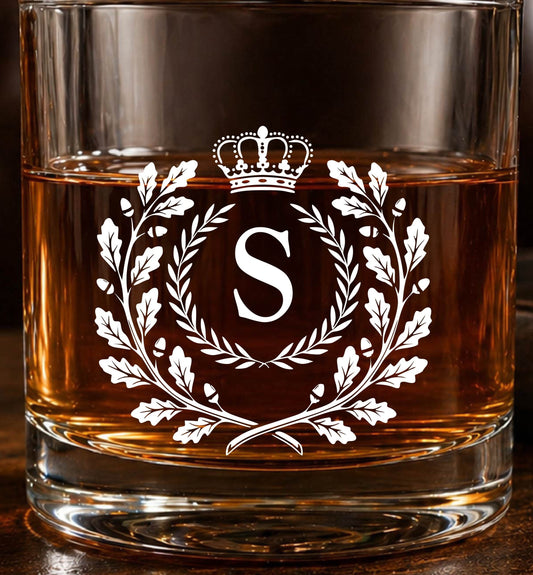 Monogram Initial “S” Glass – Made in Europe – 100% Lead-Free – Gift-Boxed – Free Shipping – Free Returns