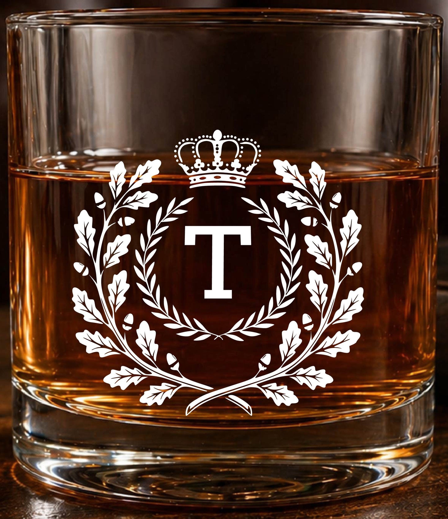 Monogram Initial “T” Glass – Made in Europe – 100% Lead-Free – Gift-Boxed – Free Shipping – Free Returns