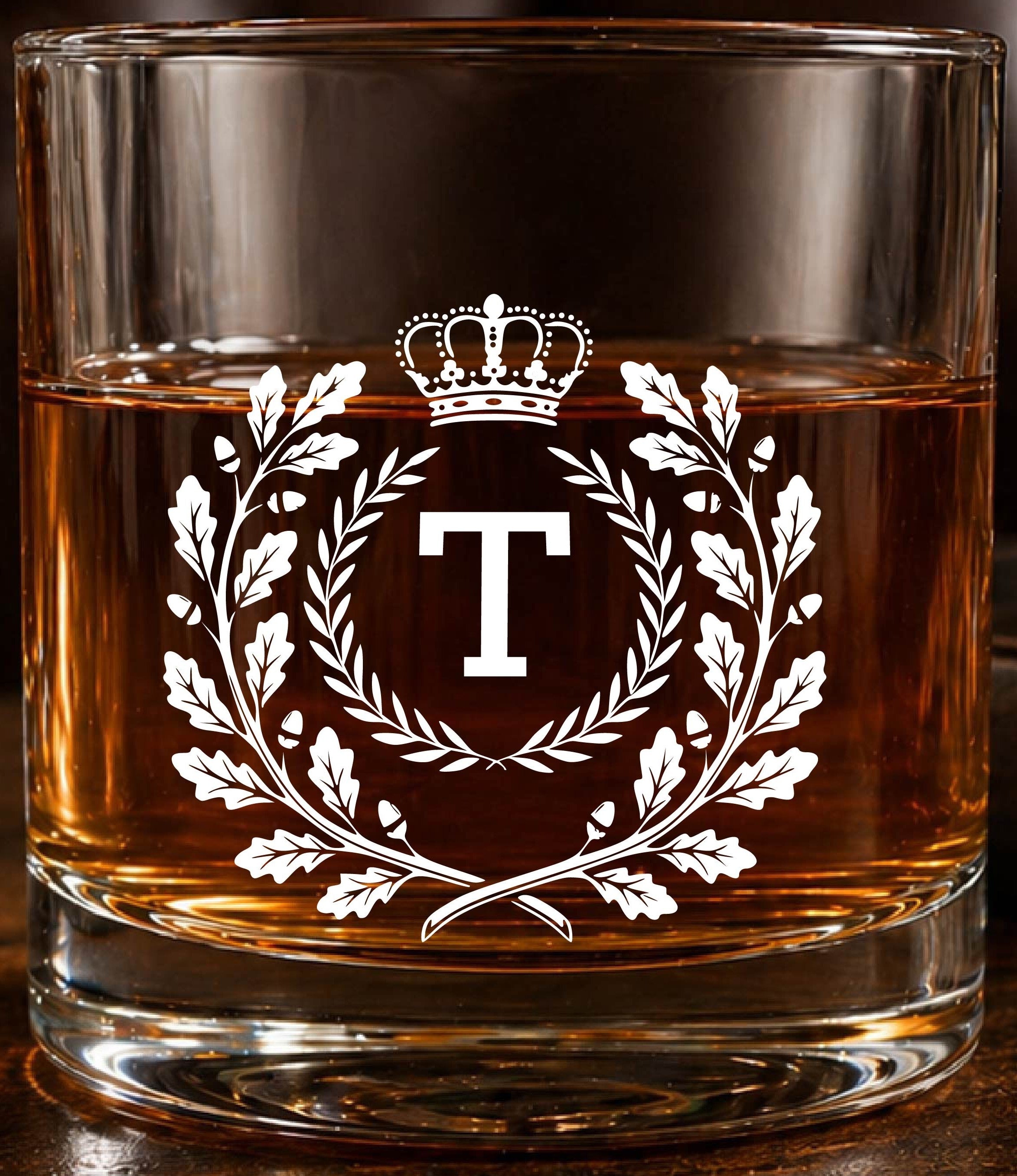 Monogram Initial “T” Glass – Made in Europe – 100% Lead-Free – Gift-Boxed – Free Shipping – Free Returns