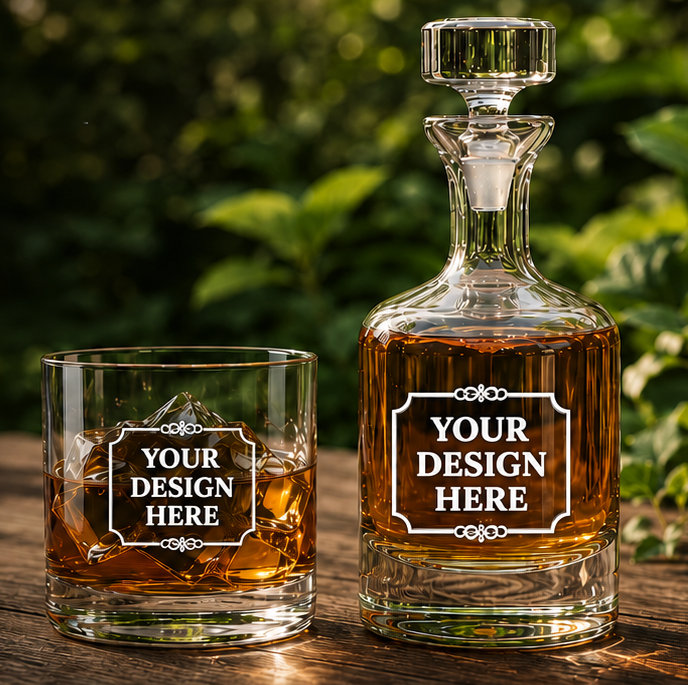 Decanter Gift Set | Made in Europe and Personalized in USA | 100% Lead-Free Crystal | Gift Box | Customized in USA