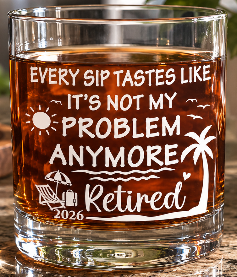 Retirement Whiskey Glass – Made in Europe – Gift-Boxed – 100% Lead-Free Crystal – Free Shipping – Free Returns
