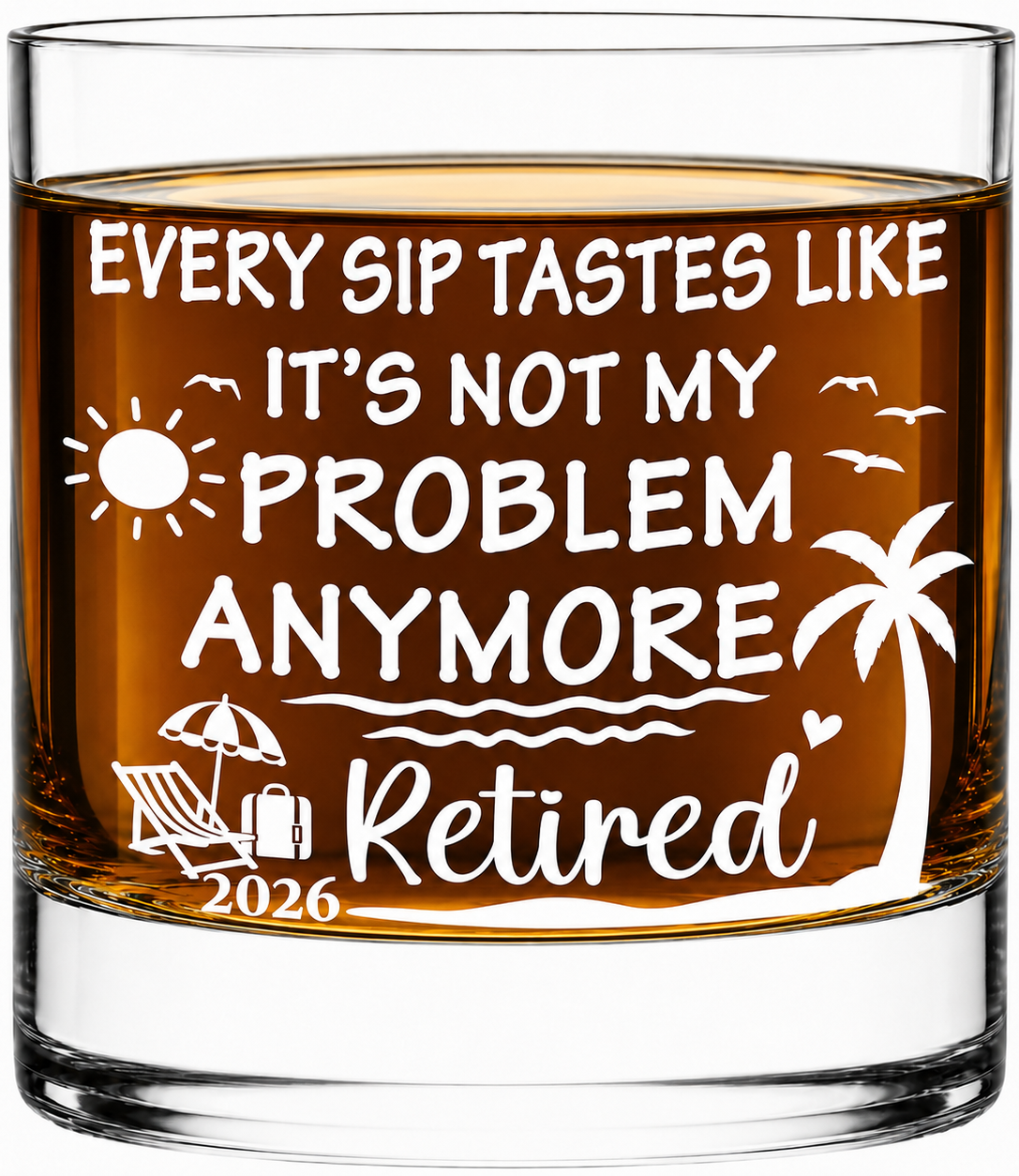 Retirement Whiskey Glass – Made in Europe – Gift-Boxed – 100% Lead-Free Crystal – Free Shipping – Free Returns