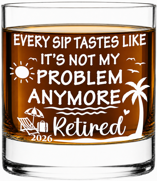 Retirement Whiskey Glass – Made in Europe – Gift-Boxed – 100% Lead-Free Crystal – Free Shipping – Free Returns